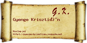 Gyenge Krisztián névjegykártya